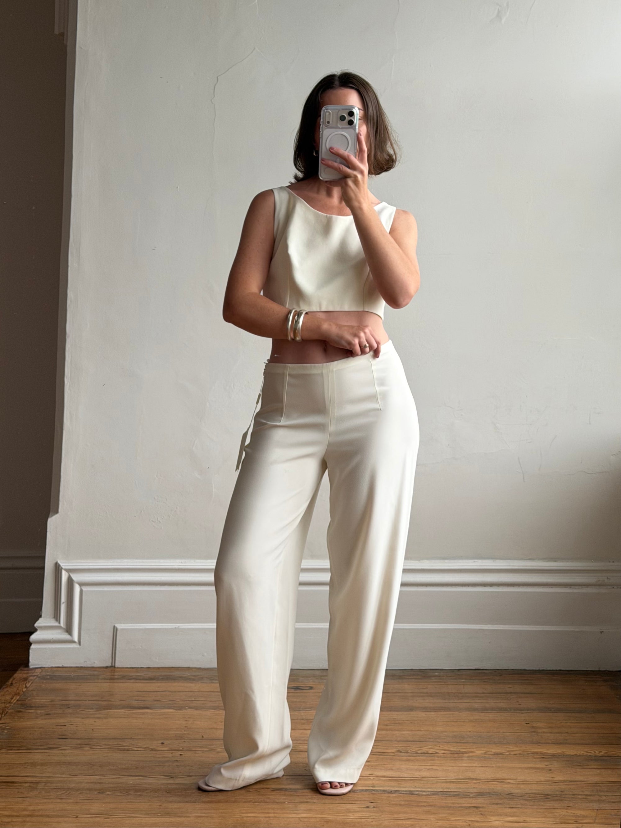 Vintage 90s Italian Sheer Embroidered Tulle 3 Piece Bridal Set