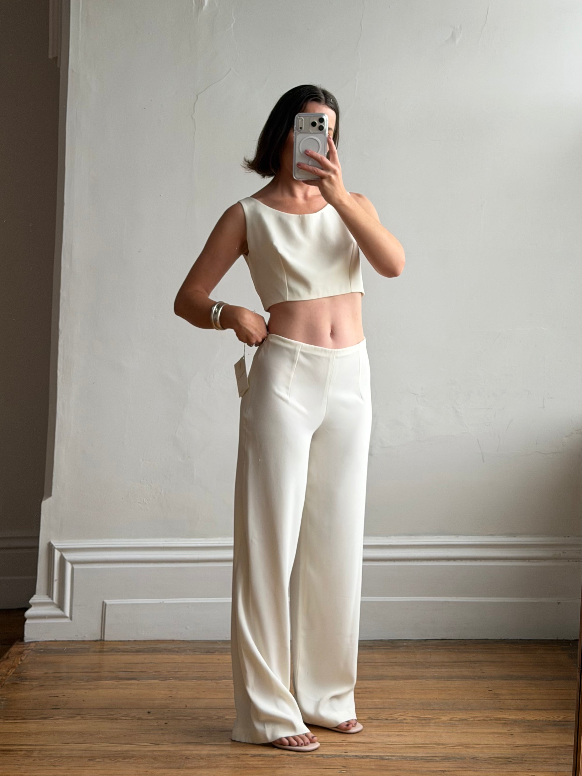 Vintage 90s Italian Sheer Embroidered Tulle 3 Piece Bridal Set