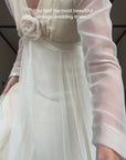 Vintage 70s Chiffon Rosette Wedding Dress Creme