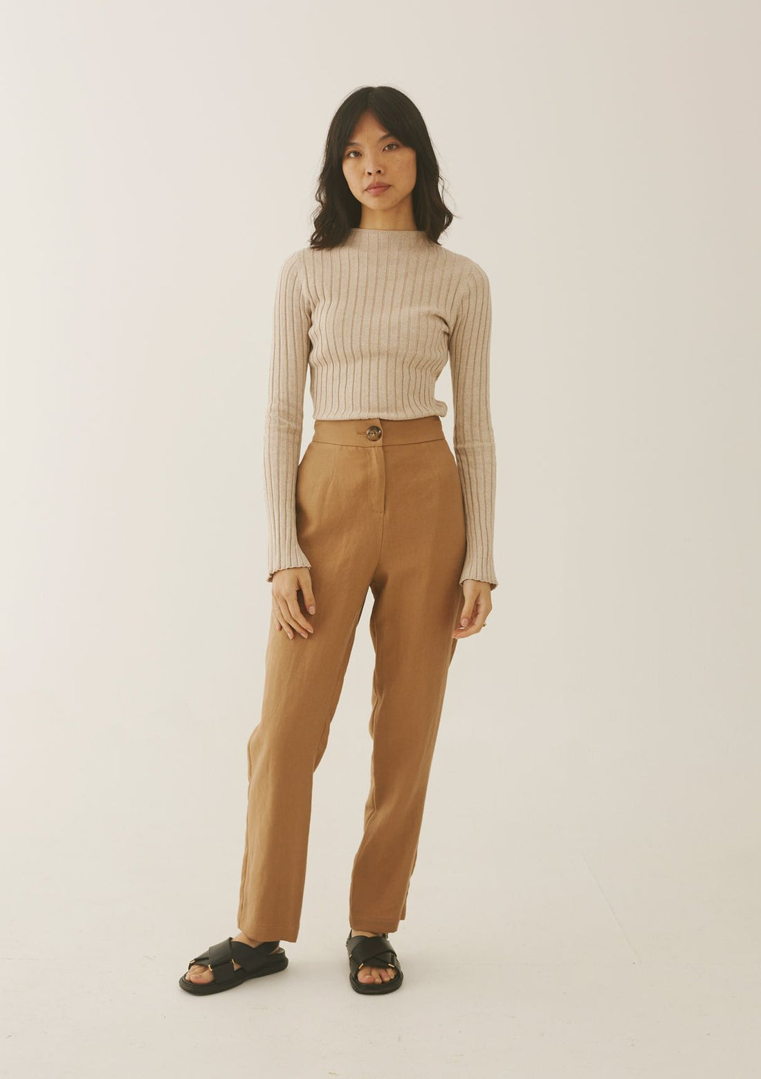 Camel Sonia Tapered Trouser | WHISTLES |