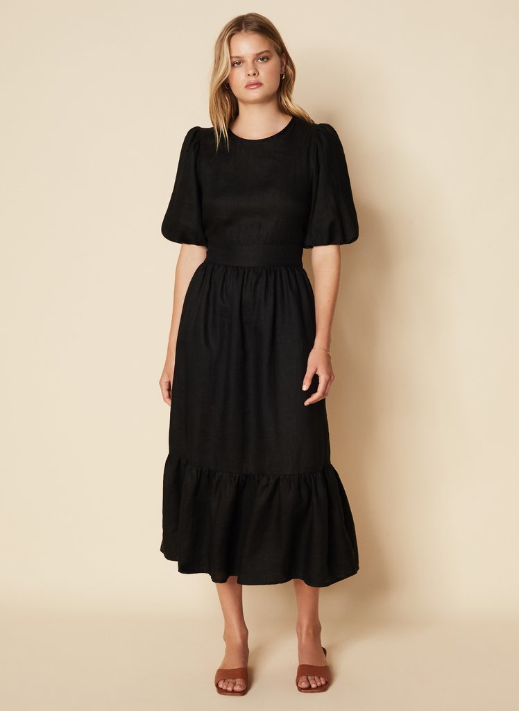 Faithfull Janielle Midi Dress Plain Black