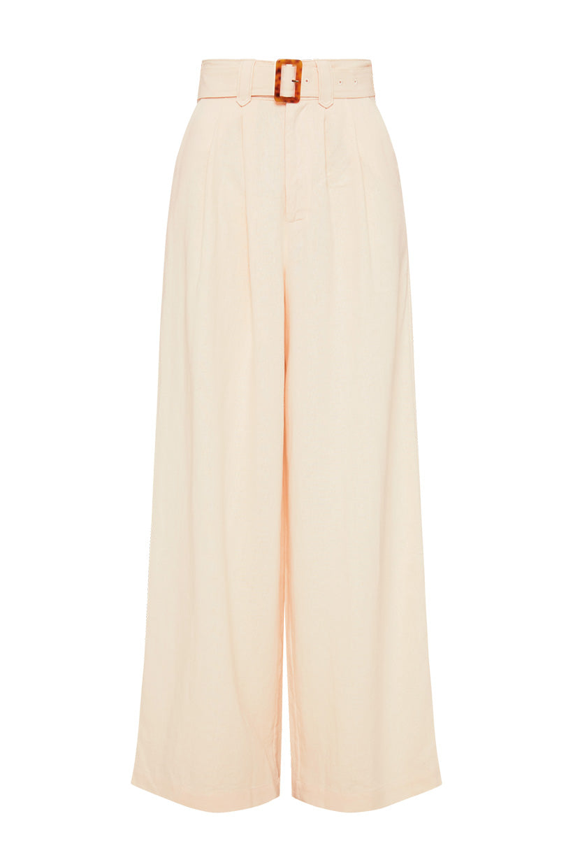 Spell Every Single Day Linen Wideleg Pants Cream
